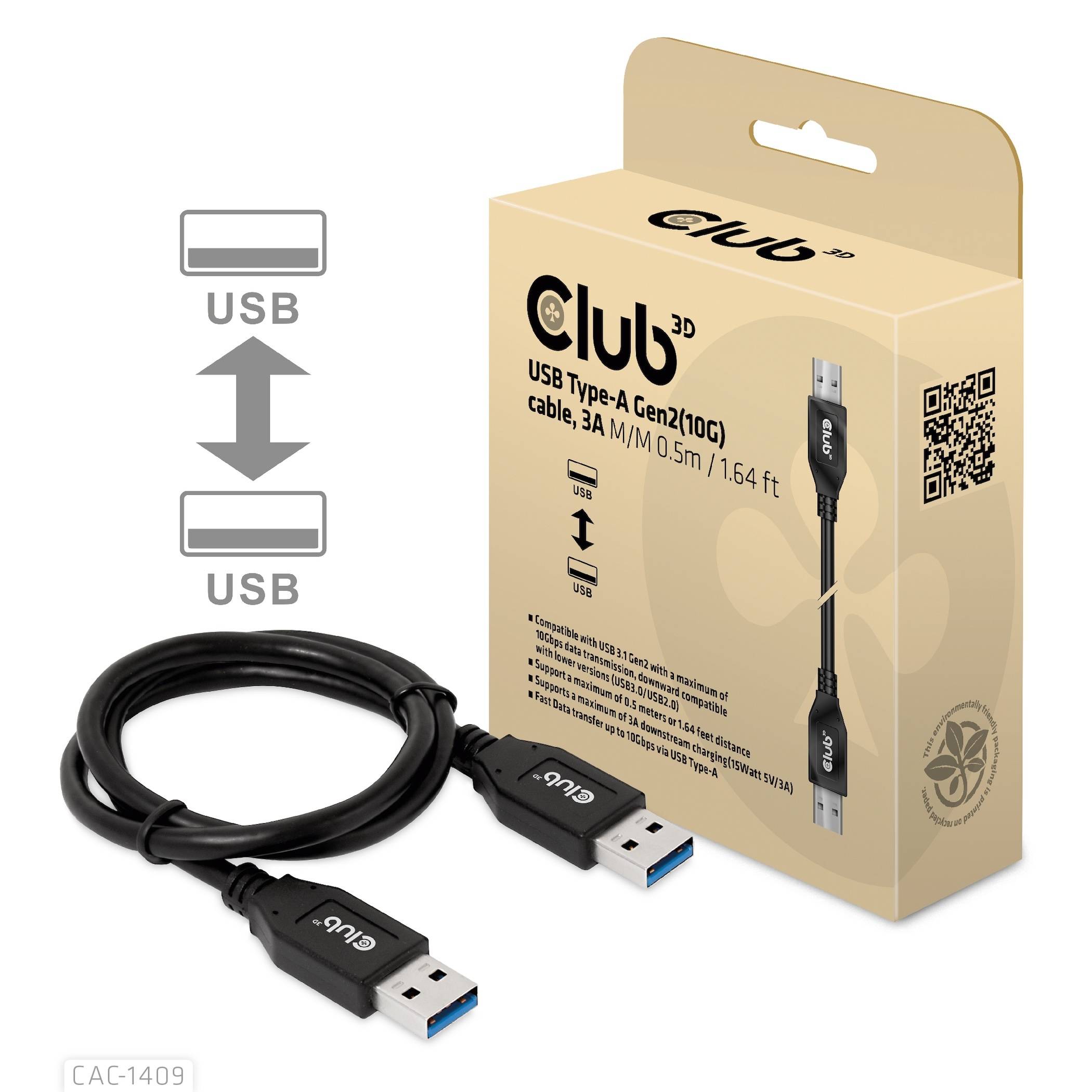 Club3D USB-Kabel 0.50m Schwarz CAC-1409