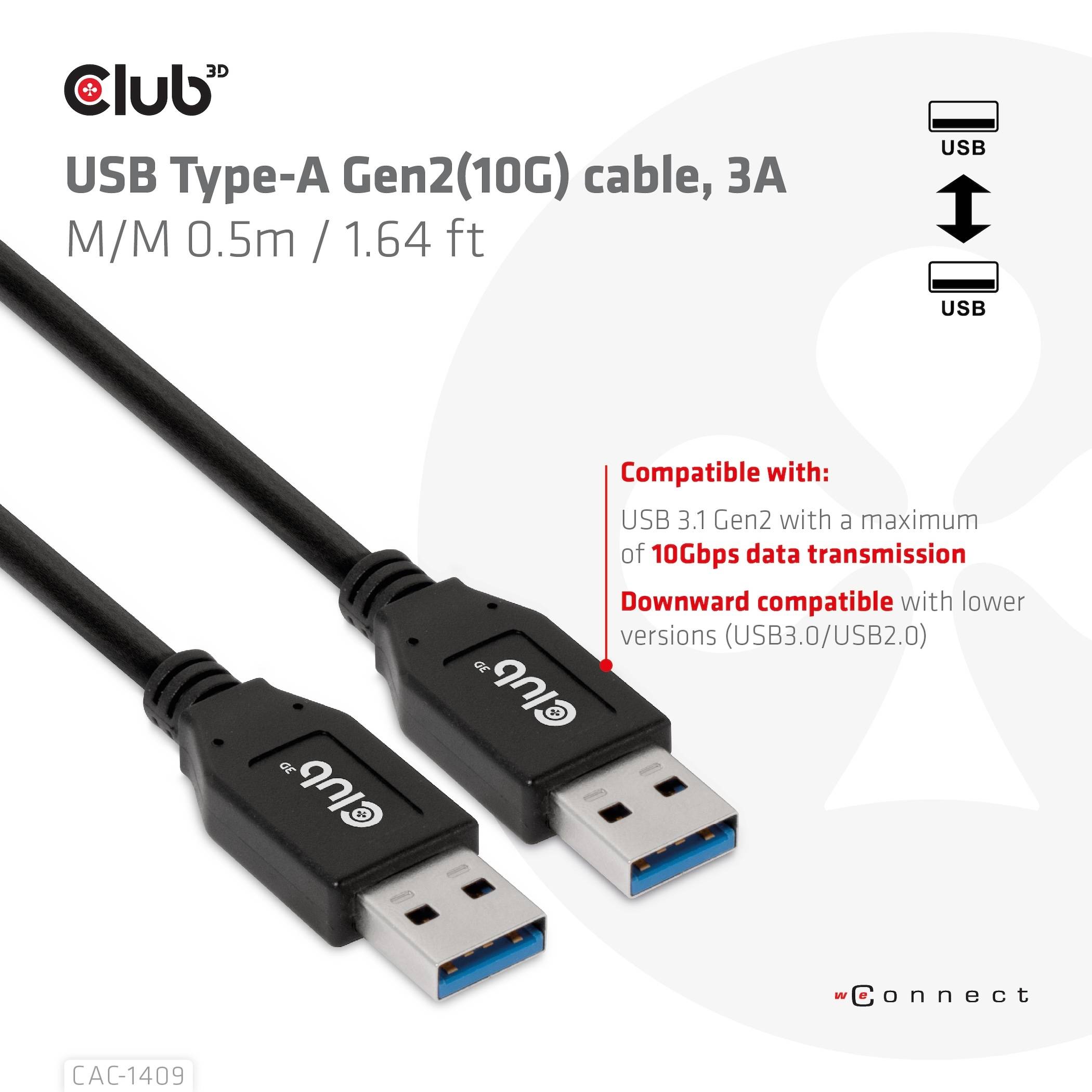 Club3D USB-Kabel 0.50m Schwarz CAC-1409