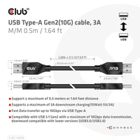 Club3D USB-Kabel 0.50m Schwarz CAC-1409 Club3D USB-Kabel 0.50m Schwarz CAC-1409