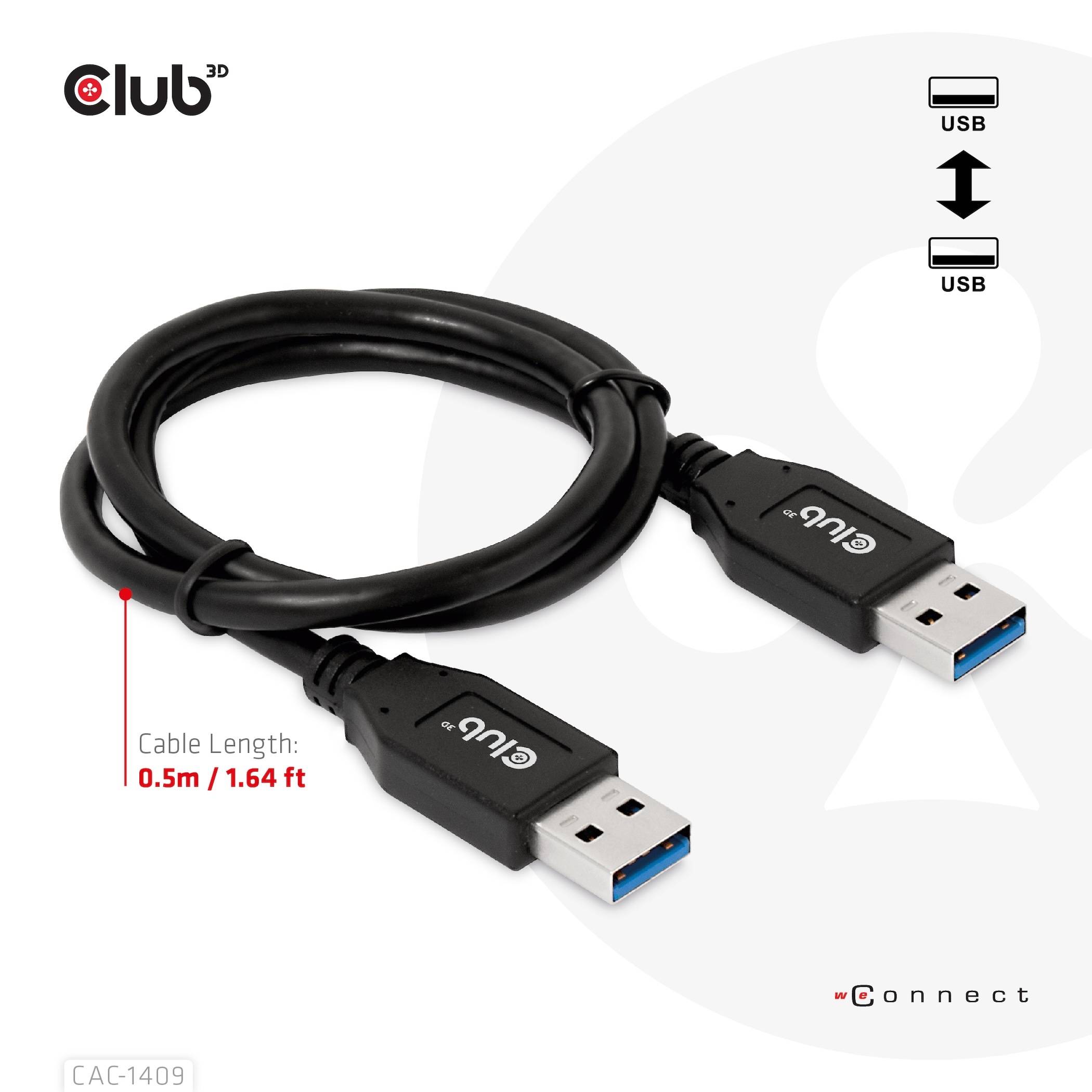 Club3D USB-Kabel 0.50m Schwarz CAC-1409
