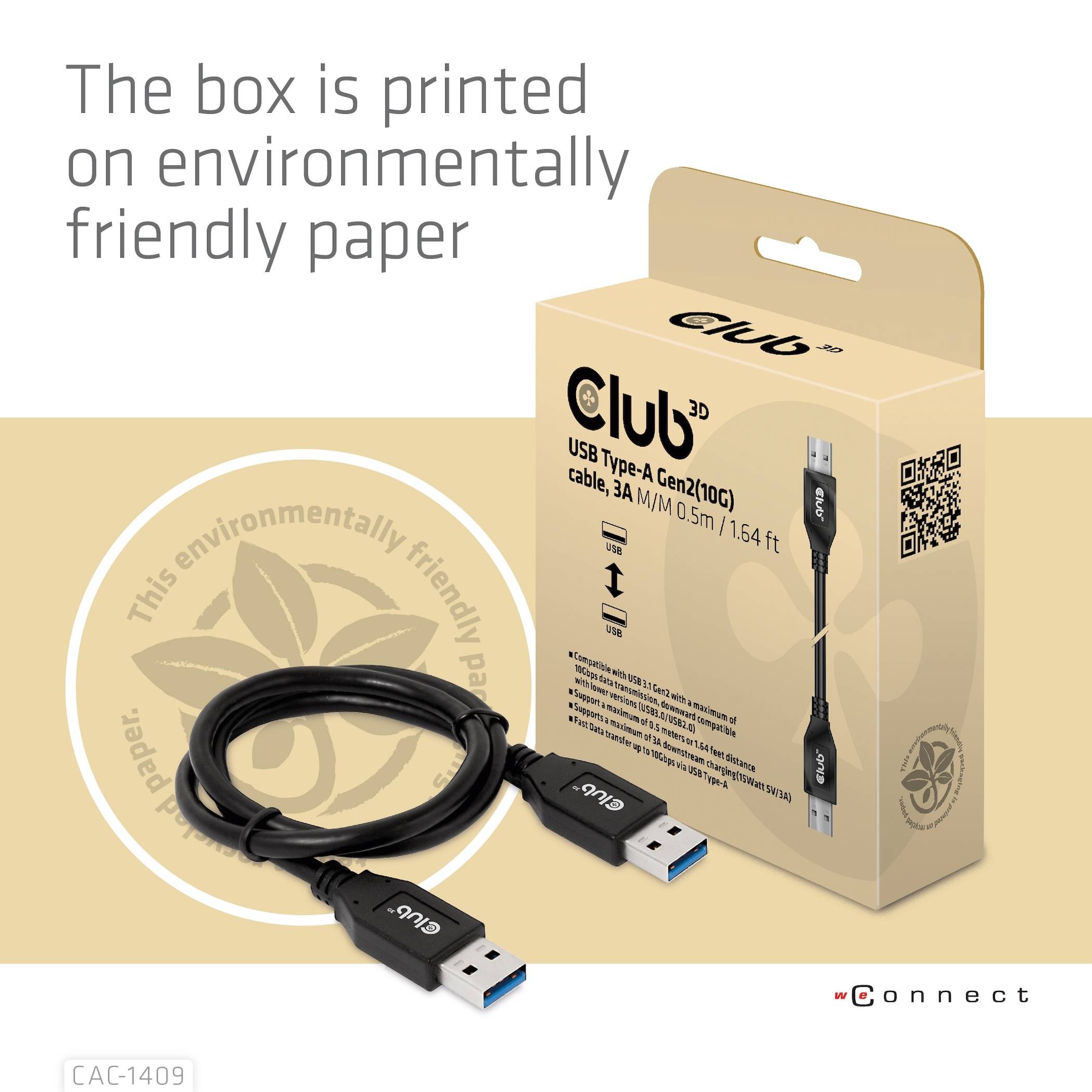 Club3D USB-Kabel 0.50m Schwarz CAC-1409