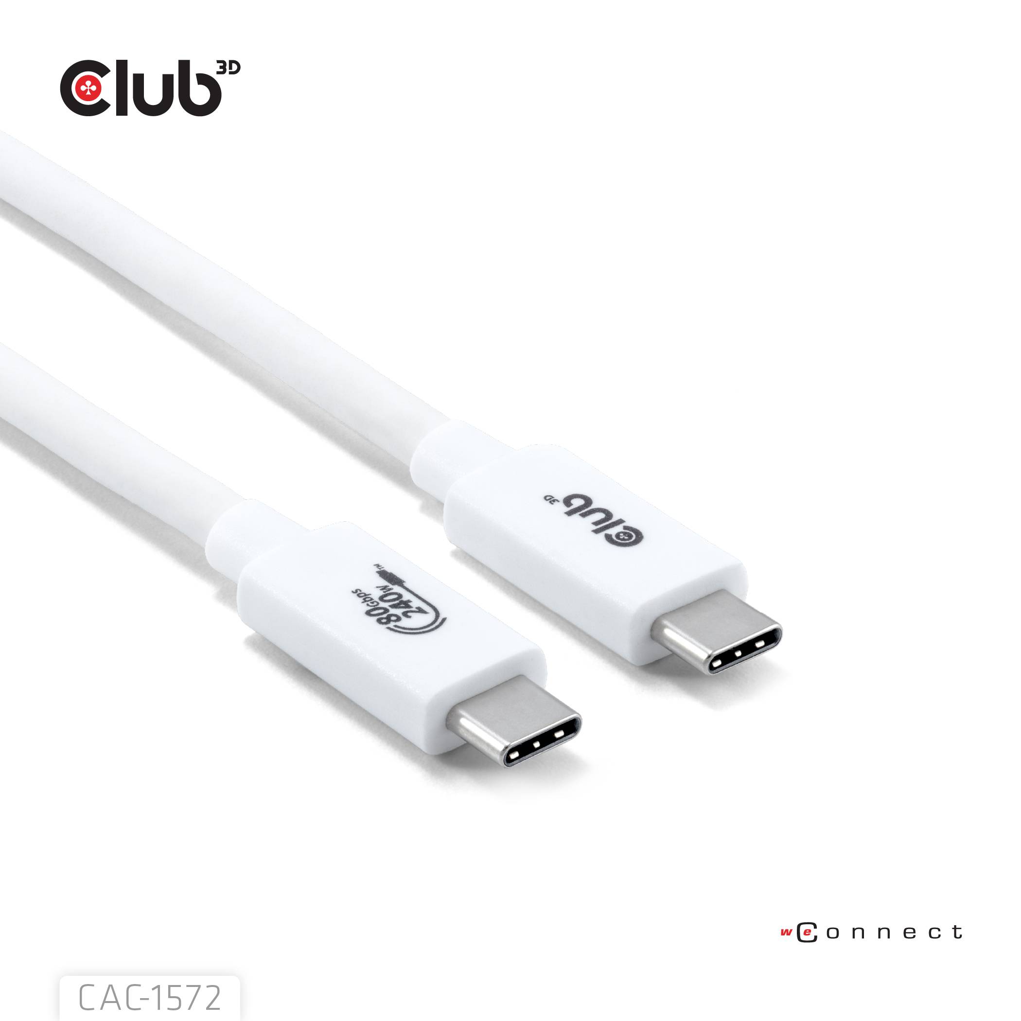 Club3D USB-C® Kabel USB4® USB-C® Stecker 1.20m Weiß CAC-1572