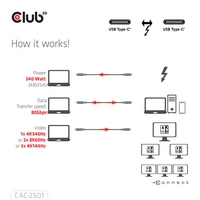 Club3D Thunderbolt™-Kabel Thunderbolt™ (USB-C®) Stecker 1.00m Schwarz CAC-2501 Club3D Thunderbolt™-Kabel Thunderbolt™ (USB-C®) Stecker 1.00m Schwarz CAC-2501