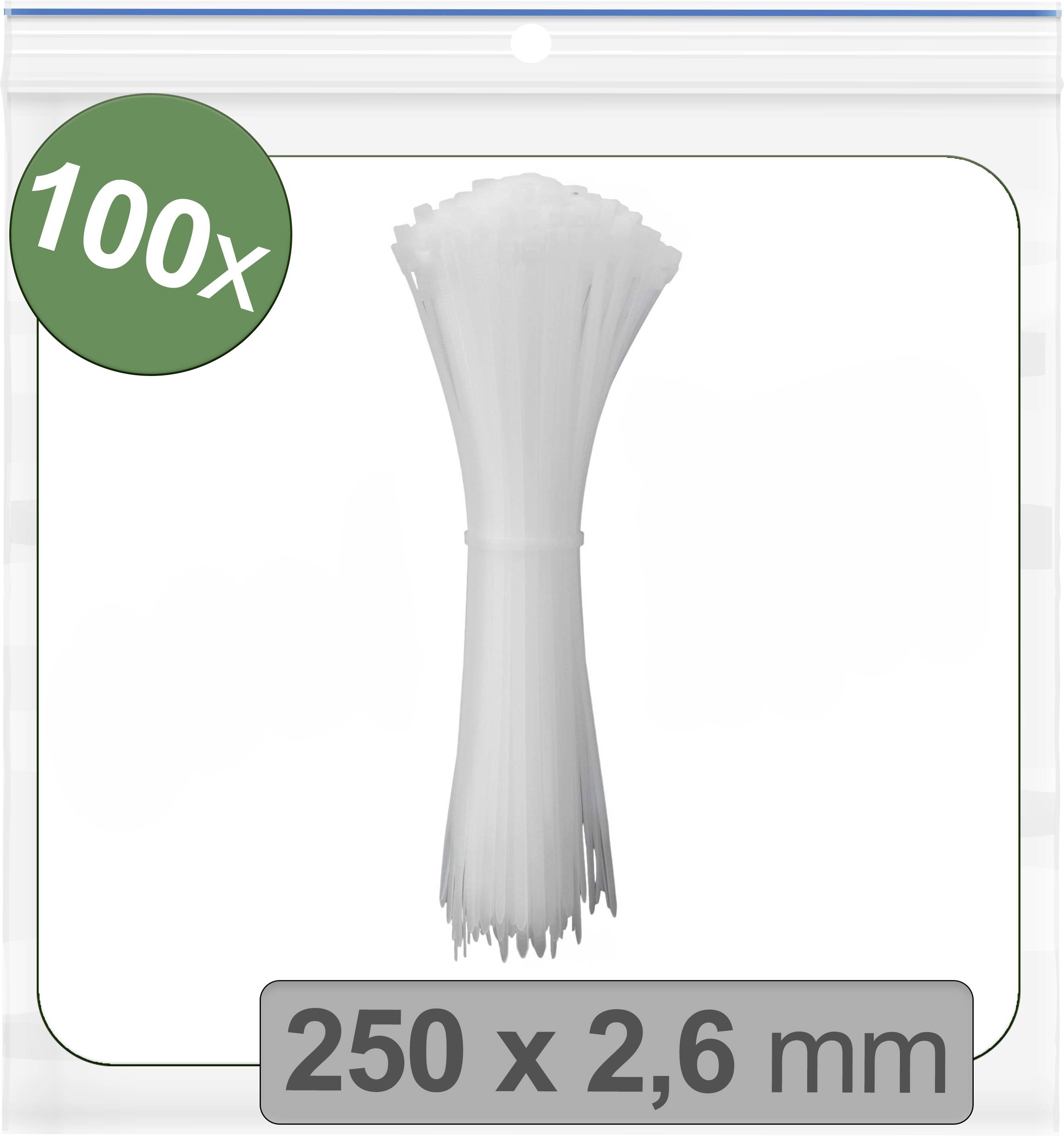 Quadrios 24CA329 24CA329 Kabelbinder 250mm 2.6mm Weiß UV-stabilisiert 100St.