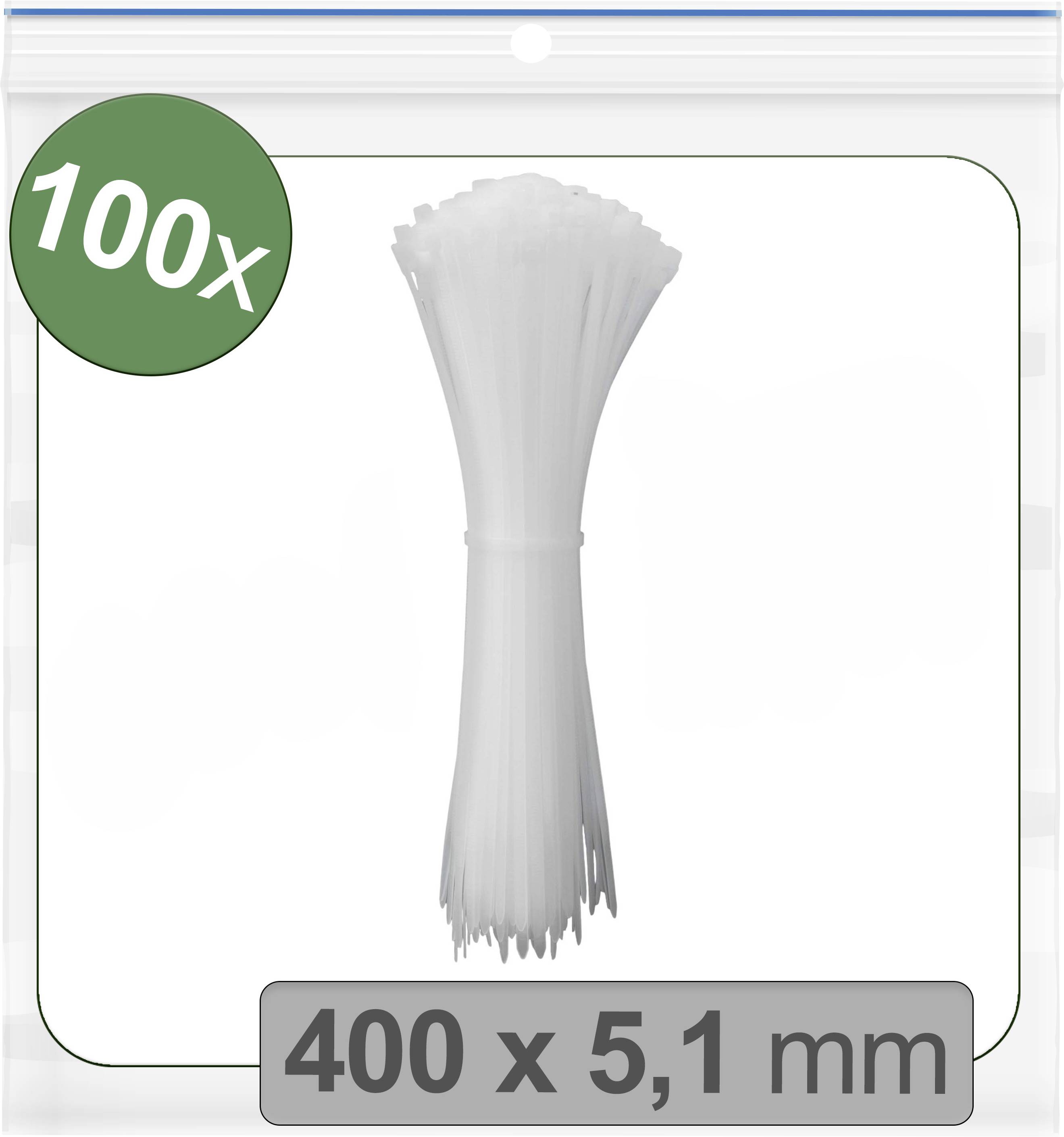 Quadrios 24CA343 24CA343 Kabelbinder 400mm 5.1mm Weiß UV-stabilisiert 100St.