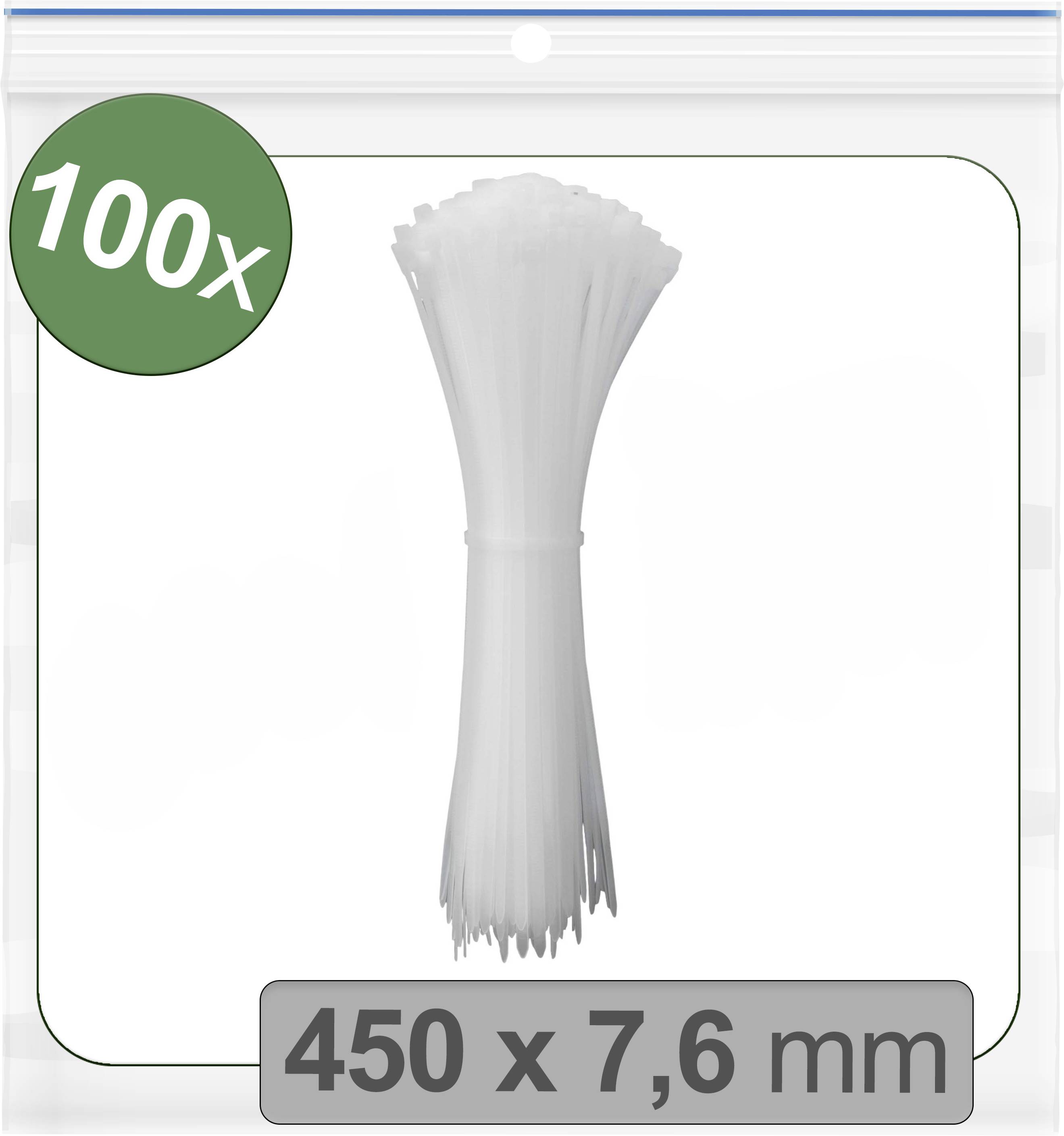 Quadrios 24CA350 24CA350 Kabelbinder 450mm 7.6mm Weiß UV-stabilisiert 100St.