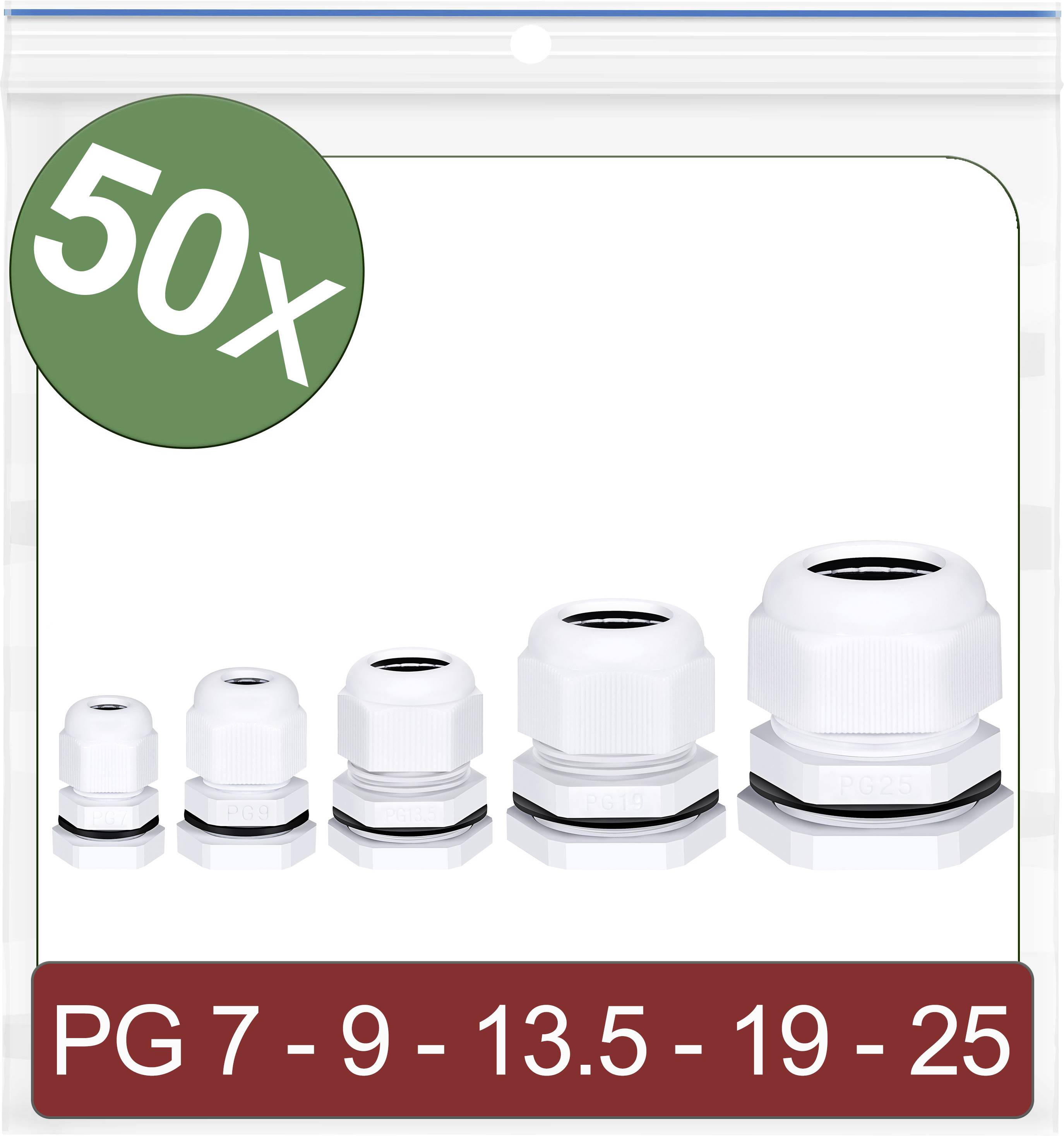 Quadrios 24CA413 Kabelverschraubung Polyamid Weiß 50St.