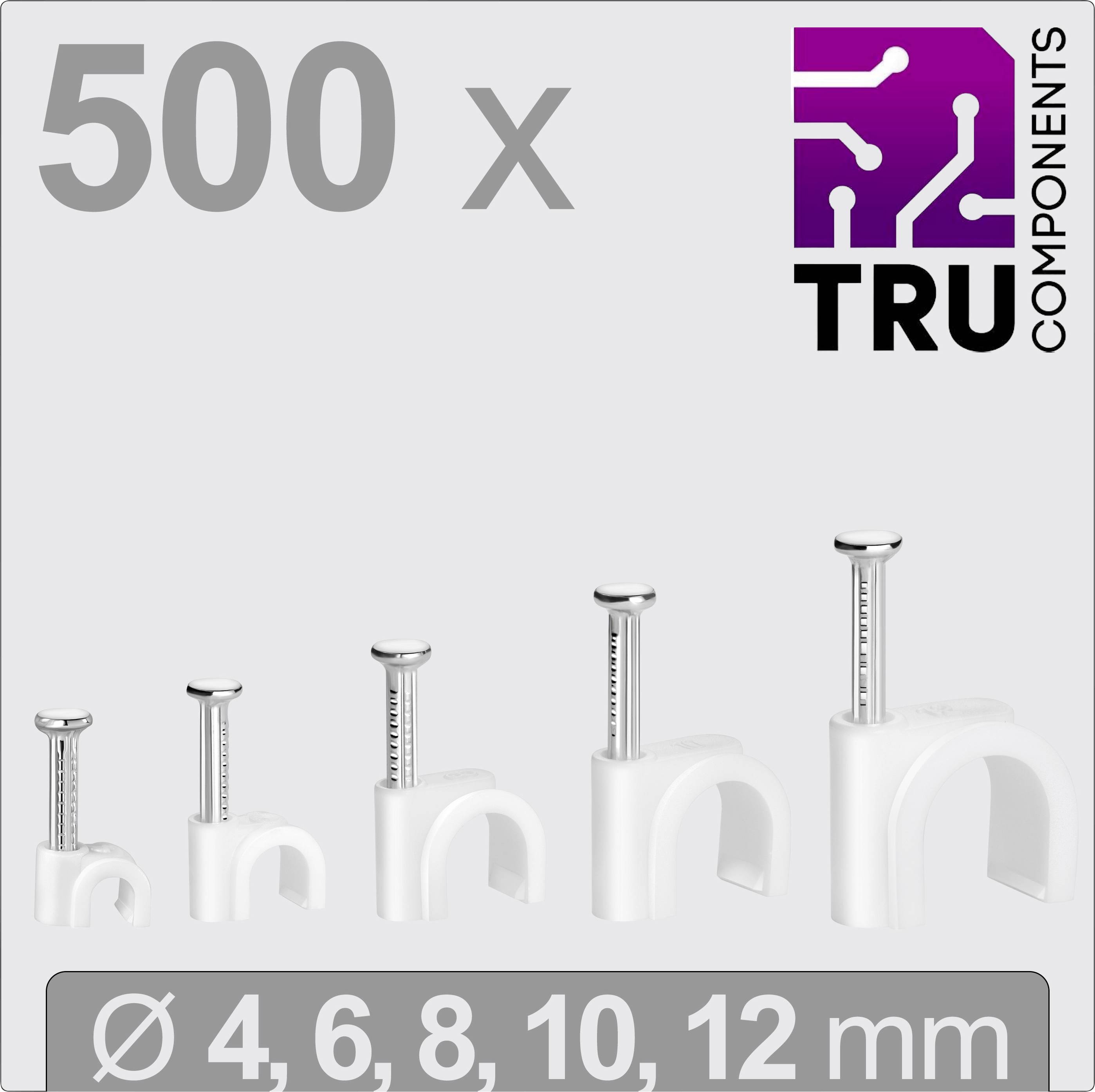 TRU COMPONENTS T24CA128 Nagelschellen TC-13448464 Bündel-Ø-Bereich 2 bis 12 mm Weiß 500 St.