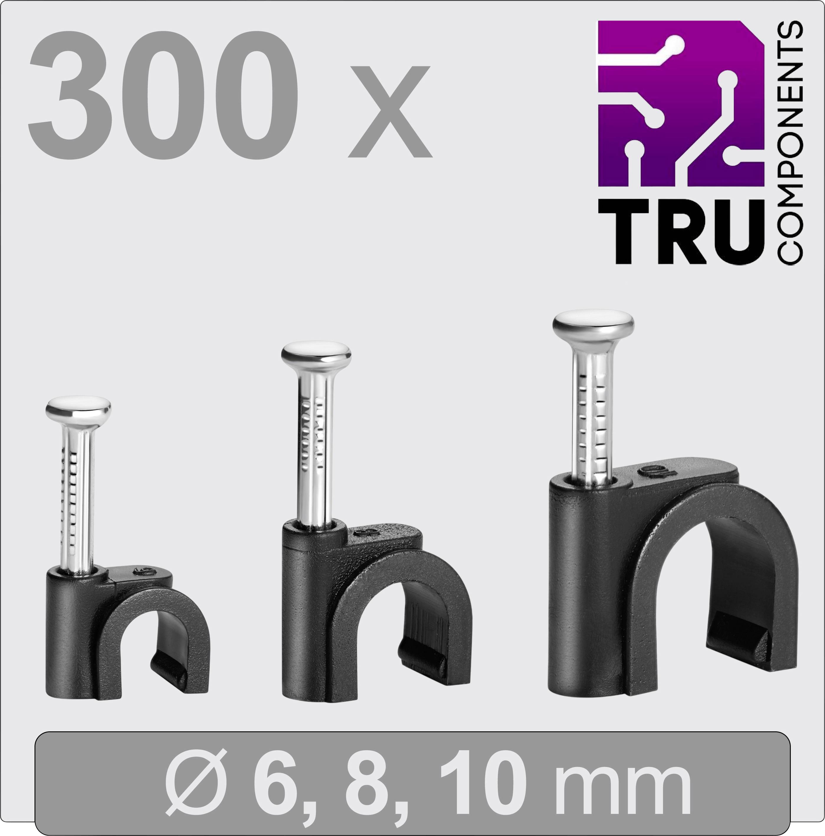 TRU COMPONENTS T24CA130 Nagelschellen TC-13448472 Bündel-Ø-Bereich 3 bis 10mm Schwarz 300St.