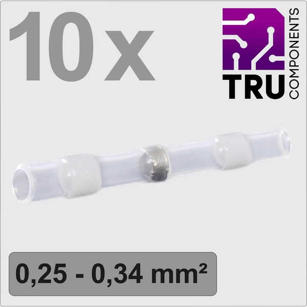TRU COMPONENTS TC-13448508 Stoßverbinder mit Schrumpfschlauch 0.25 mm² 0.34 mm² Vollisoliert Weiß TRU COMPONENTS TC-13448508 Stoßverbinder mit Schrumpfschlauch 0.25 mm² 0.34 mm² Vollisoliert Weiß