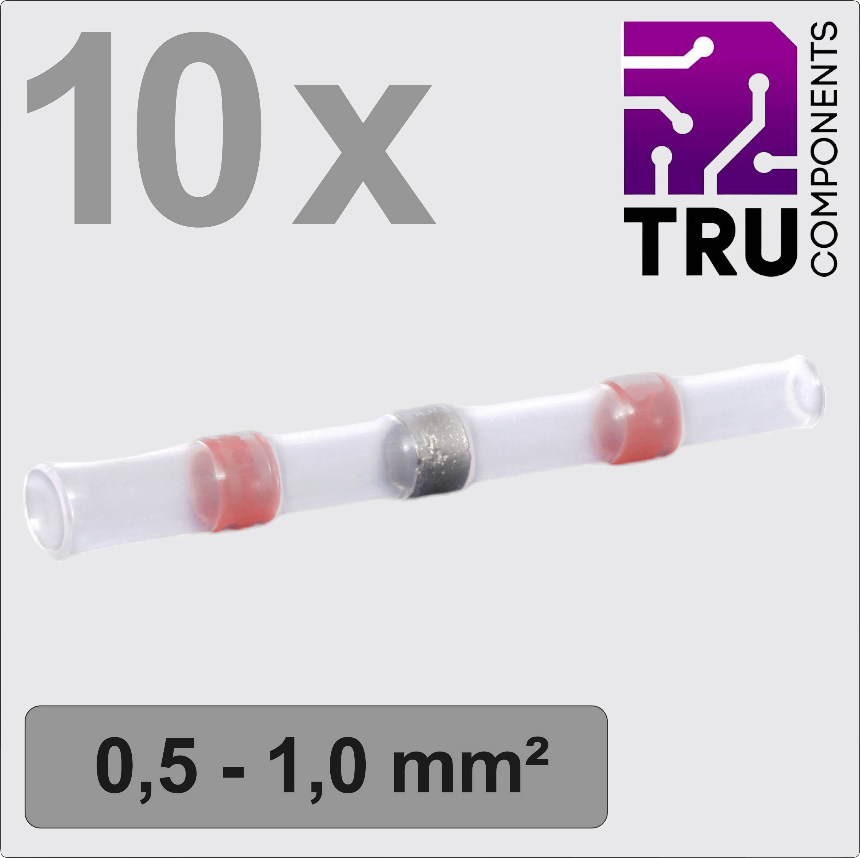 10x TRU COMPONENTS Schrumpfverbinder für Kabel 0,5-1,0 mm², durchsichtig mit roten und schwarzen Markierungen.