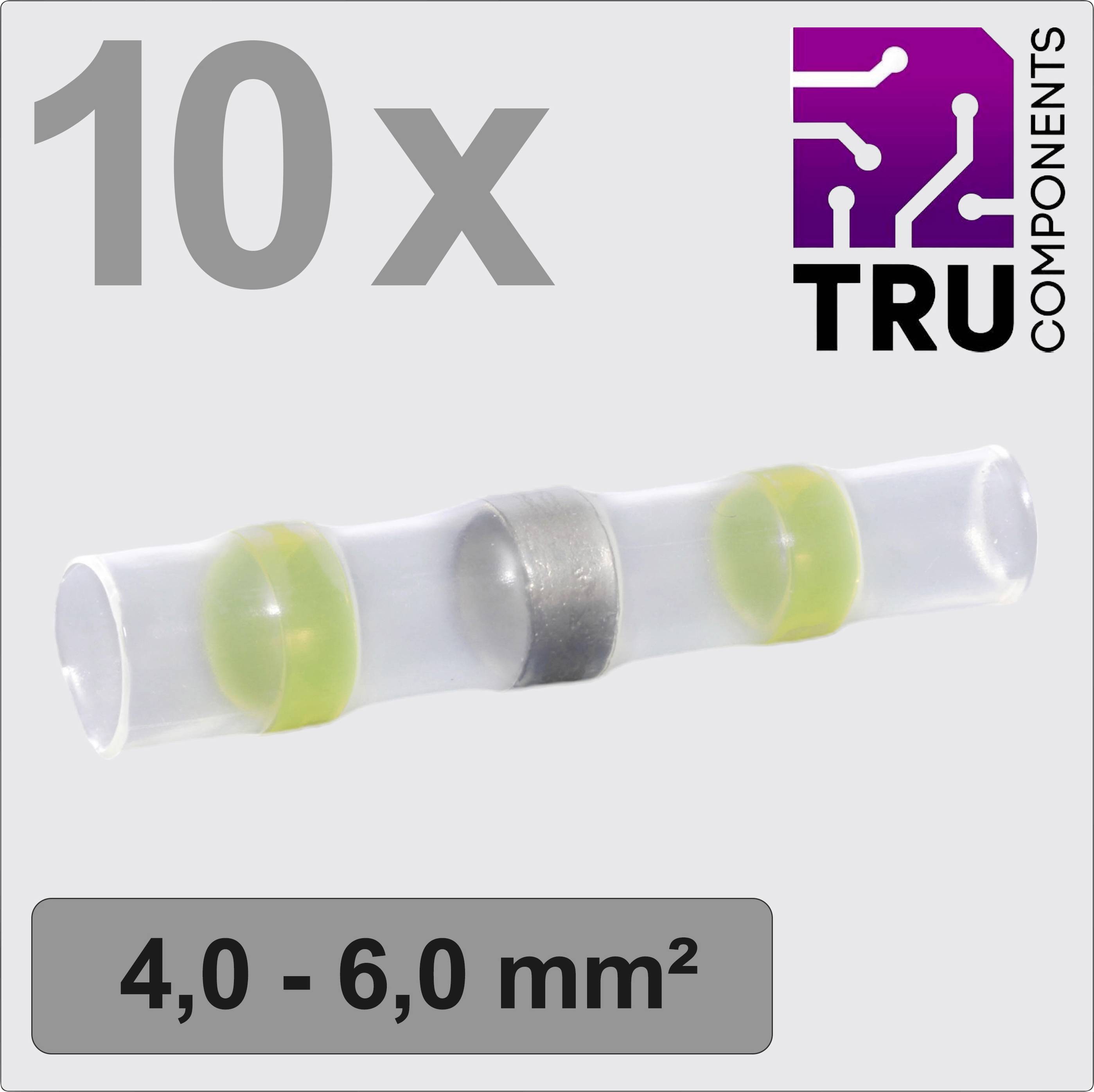 Transparente Schrumpfverbinder für Kabel mit Querschnitten von 4,0 bis 6,0 mm², im Zehnerpack von Tru Components.
