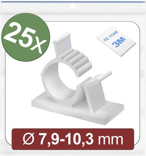 Quadrios 24CA445 Befestigungssockel selbstklebend 24CA445 Bündel-Ø-Bereich 7.9 bis 10.3 mm Weiß 25