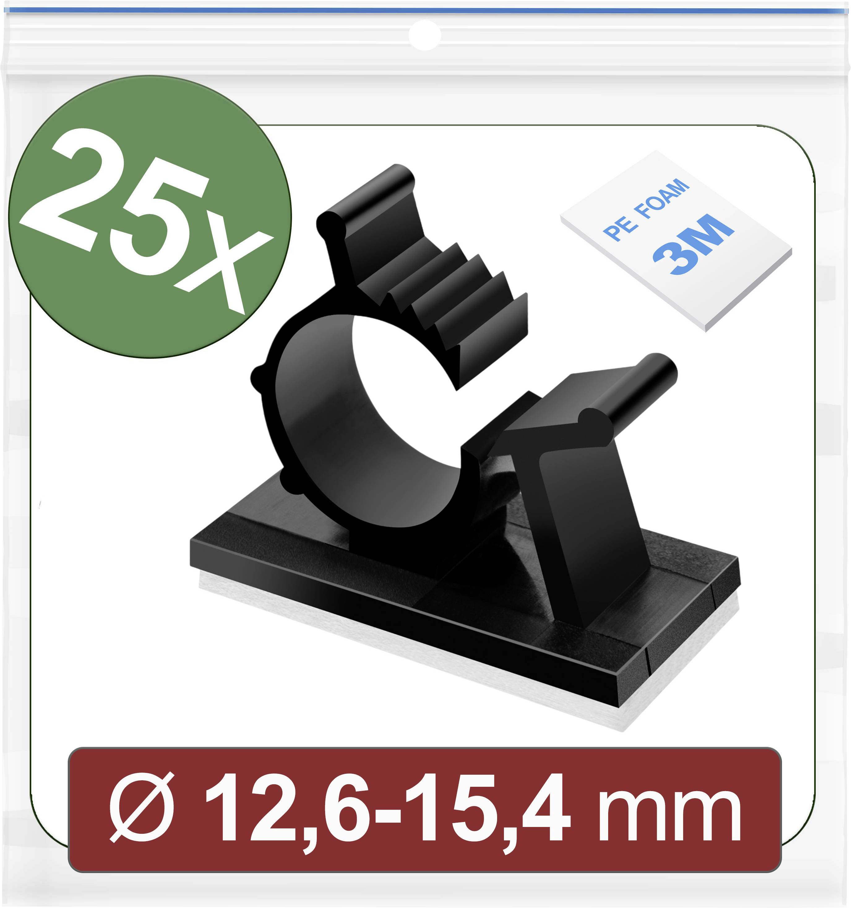 Quadrios 24CA452 Befestigungssockel selbstklebend 24CA452 Bündel-Ø-Bereich 12.6 bis 15.4 mm Schwarz