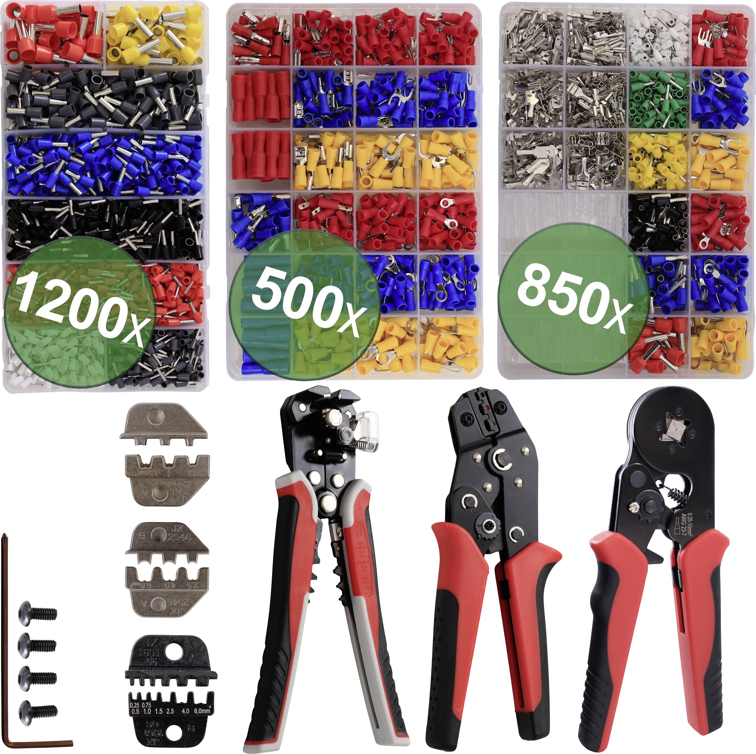 Quadrios 24T065 24T065 Crimpzangen-Set Aderendhülsen, Flachsteckhülsen, Flachstecker, Solar-Steckverbinder 0.25 bis 6mm²