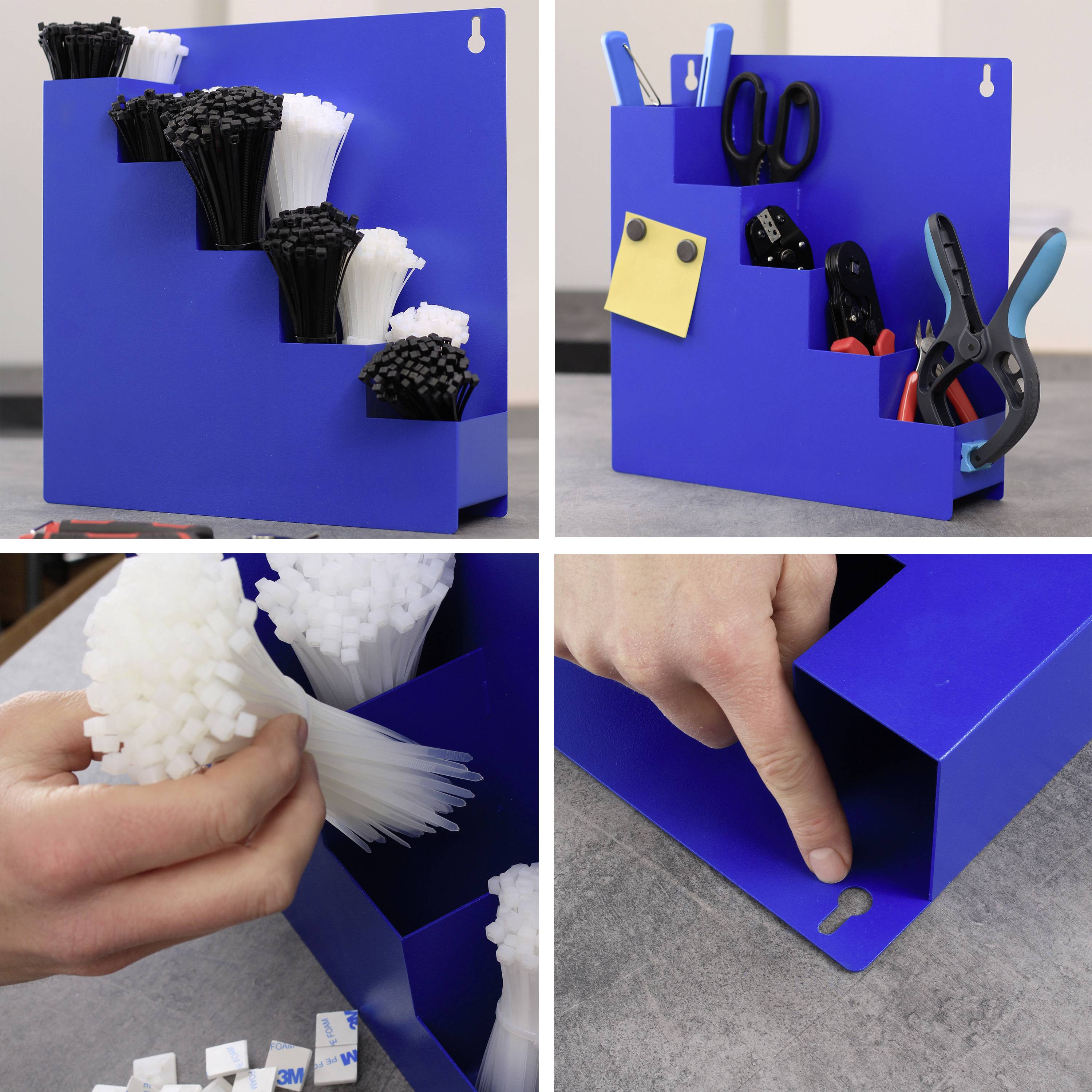 Quadrios 24CA455 Kabelbinder-Ordnungsbox-Wandhalter Blau 5 Fächer (L x B x H) 30 x 8 x 32cm