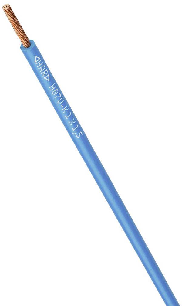 'Blaues isoliertes Kupferkabel mit Aufschrift 
