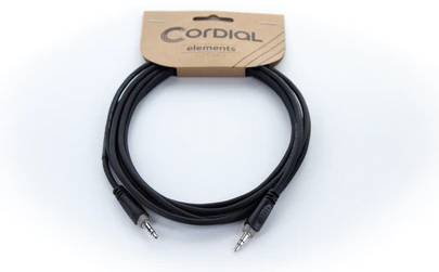 Cordial 14830 Klinke Audio Anschlusskabel [1x Klinkenstecker 3.5mm - 1x Klinkenstecker 3.5 mm] 3m Schwarz PVC-Mantel, verdrillt