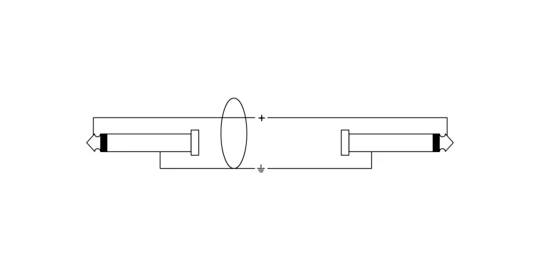 Schema eines optischen Linsensystems mit zwei Lichtquellen, die durch eine Linse verbunden sind. Die Linse fokussiert das Licht beidseitig.