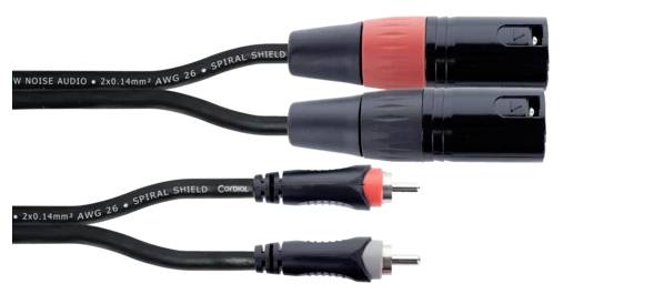 Cordial EU 1 MC XLR Verbindungskabel [2x XLR-Stecker 3 polig - 2x Cinch-Stecker] 1m Schwarz