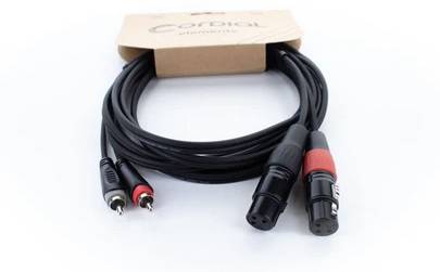 Cordial EU 1,5 FC XLR Verbindungskabel [2x XLR-Buchse 3 polig - 2x Cinch-Stecker] 1.50m Schwarz