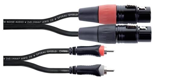 Cordial EU 3 FC XLR Verbindungskabel [2x XLR-Buchse 3 polig - 2x Cinch-Stecker] 3m Schwarz
