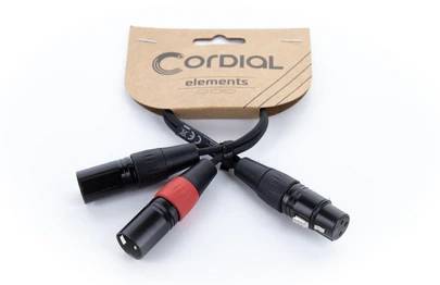 Cordial EY 0,3 FMM XLR Y-Adapter [1x XLR-Buchse 3 polig - 2x XLR-Stecker 3 polig] 0.30m Schwarz