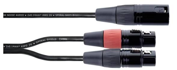 Cordial EY 0,3 MFF XLR Y-Adapter [1x XLR-Stecker 3 polig - 2x XLR-Buchse 3 polig] 0.30m Schwarz