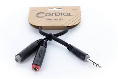 Cordial 14890 Klinke Audio Y-Adapter [1x Klinkenstecker 6.3mm (stereo) - 2x Klinkenbuchse 6.3mm (mono)] 0.30m Schwarz PVC-Mantel