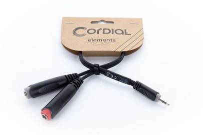 Cordial 14892 Klinke Audio Y-Adapter [1x Klinkenstecker 3.5mm - 2x Klinkenbuchse 6.3mm (mono)] 0.30m Schwarz PVC-Mantel
