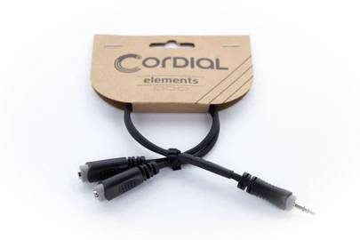 Cordial 14883 Klinke Audio Y-Adapter [1x Klinkenstecker 3.5mm - 2x Klinkenbuchse 3.5 mm] 0.30m Schwarz PVC-Mantel