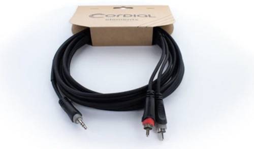 Cordial 14854 Klinke / Cinch Audio Y-Adapter [1x Klinkenstecker 3.5 mm - 2x Cinch-Stecker] 1 m Schw