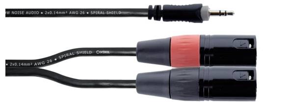 Cordial EY 1,5 WMM XLR Y-Adapter [1x Klinkenstecker 3.5mm - 2x XLR-Stecker 3 polig]