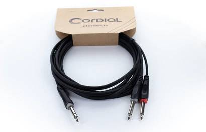 Cordial 14878 Klinke Audio Y-Adapter [1x Klinkenstecker 6.3mm (stereo) - 2x Klinkenstecker 6.3mm (mono)] 3m Schwarz PVC-Mantel