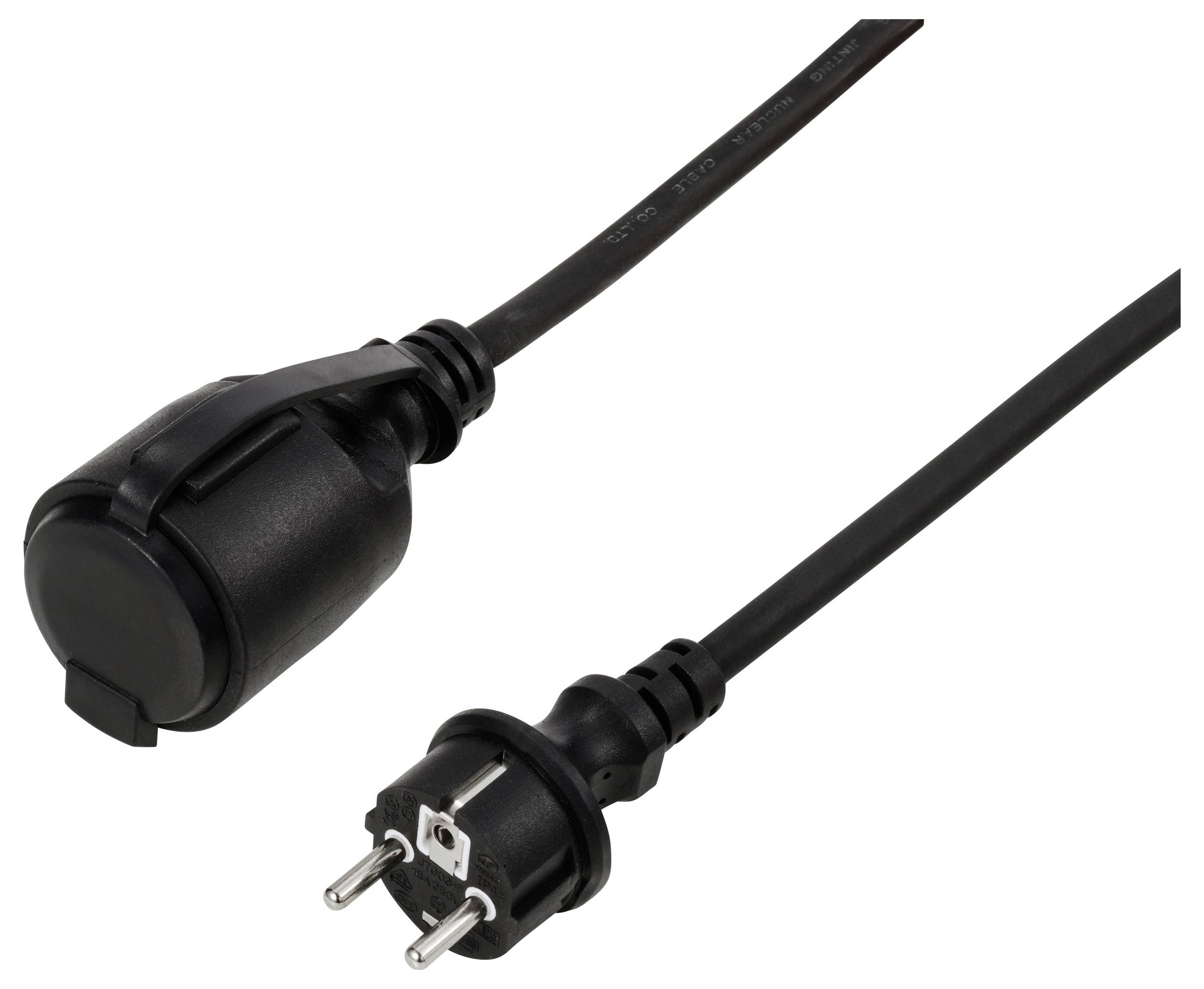 Schwarzes Stromkabel mit Schuko-Stecker und Gerätestecker. Geeignet für den Anschluss von Elektrogeräten an Netzstrom.