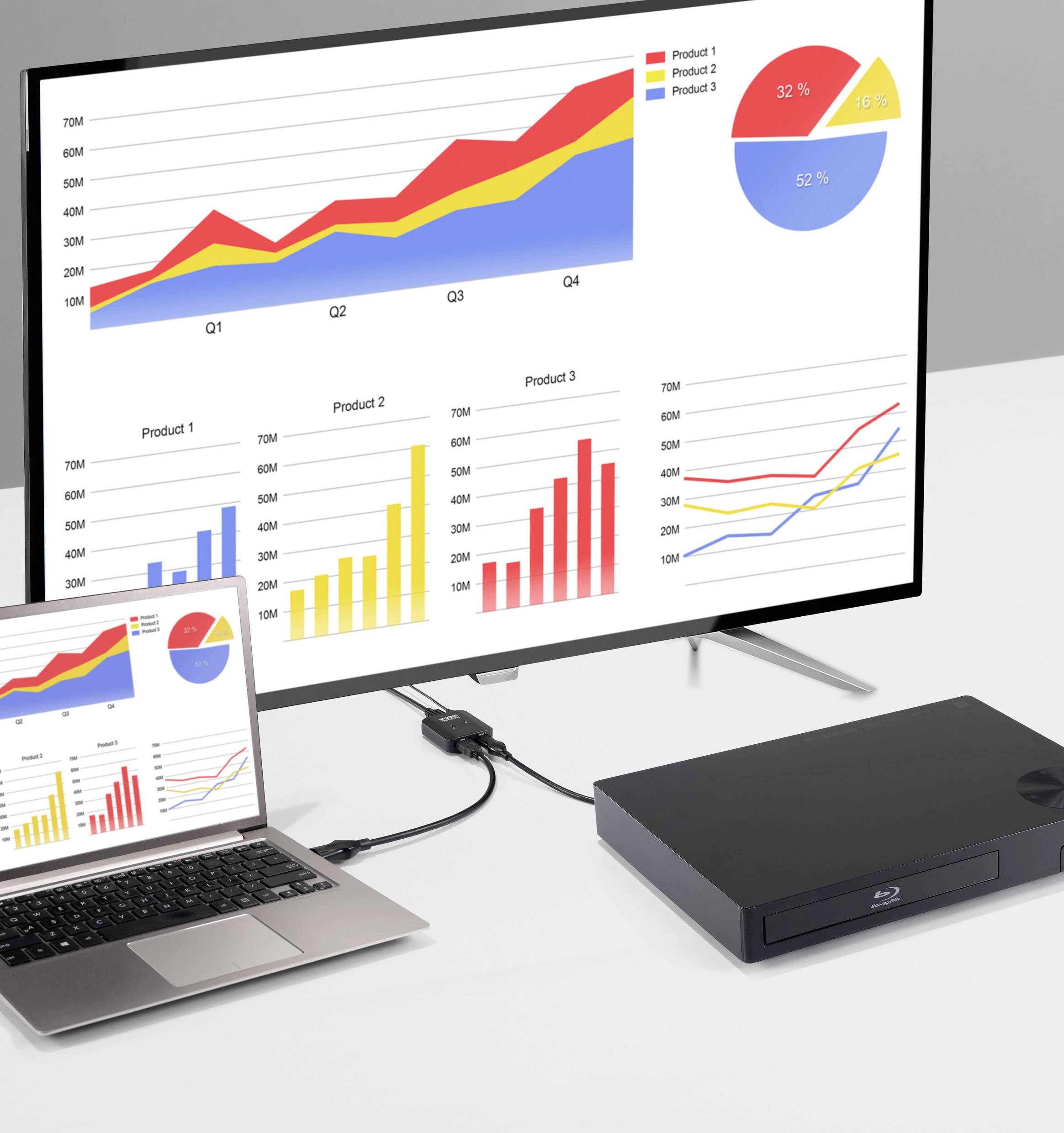 SpeaKa Professional SP-HDMIBS-100 2 Port HDMI-Switch Ultra HD-fähig, bidirektional verwendbar 7680 x 4320 Pixel