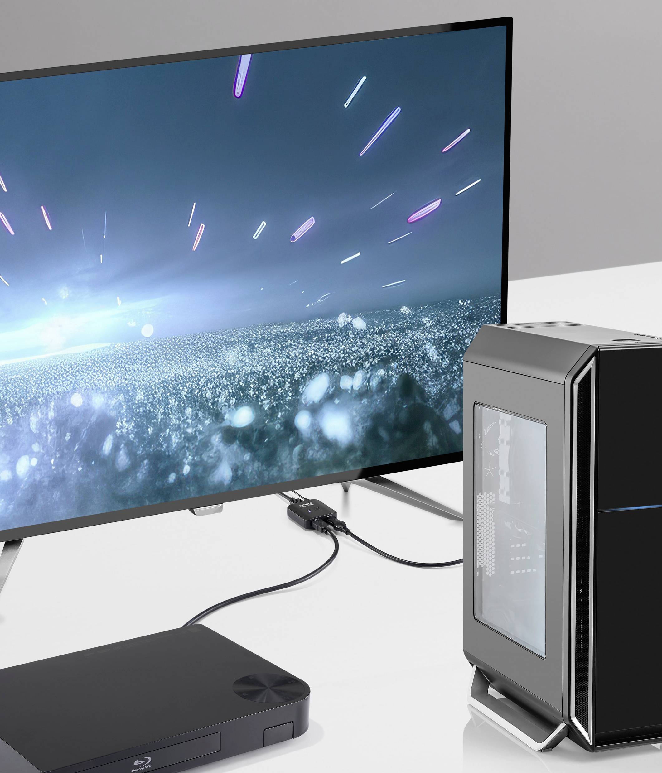 SpeaKa Professional SP-HDMIBS-100 2 Port HDMI-Switch Ultra HD-fähig, bidirektional verwendbar 7680 x 4320 Pixel