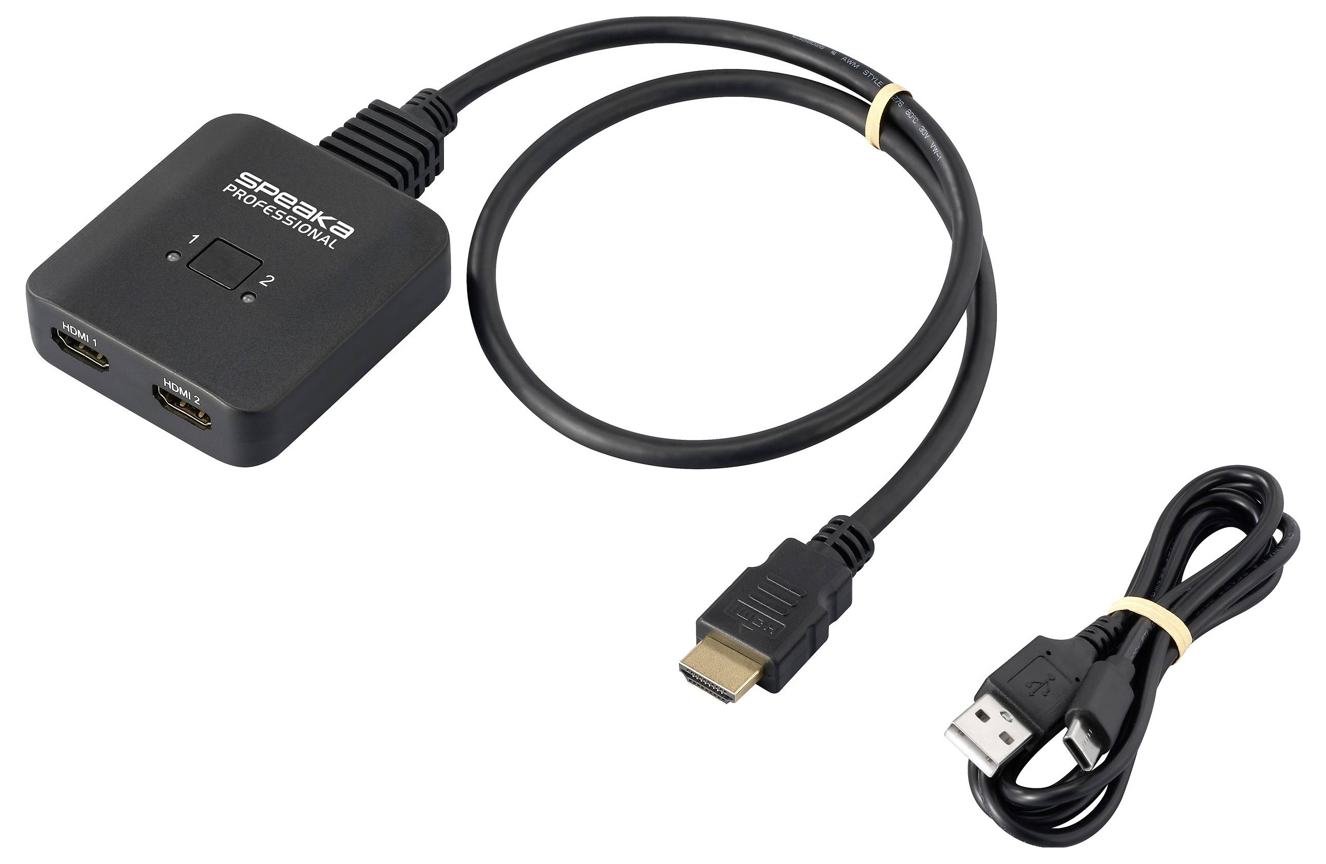 SpeaKa Professional SP-HDMIBS-100 2 Port HDMI-Switch Ultra HD-fähig, bidirektional verwendbar 7680 x 4320 Pixel