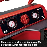 Einhell 4020410 Akku-Kompressor TE-AC 18/75 Li OF-Solo 8 bar Ohne Akku, Analoges Manometer, 1 Zylinder Einhell 4020410 Akku-Kompressor TE-AC 18/75 Li OF-Solo 8 bar Ohne Akku, Analoges Manometer, 1 Zylinder