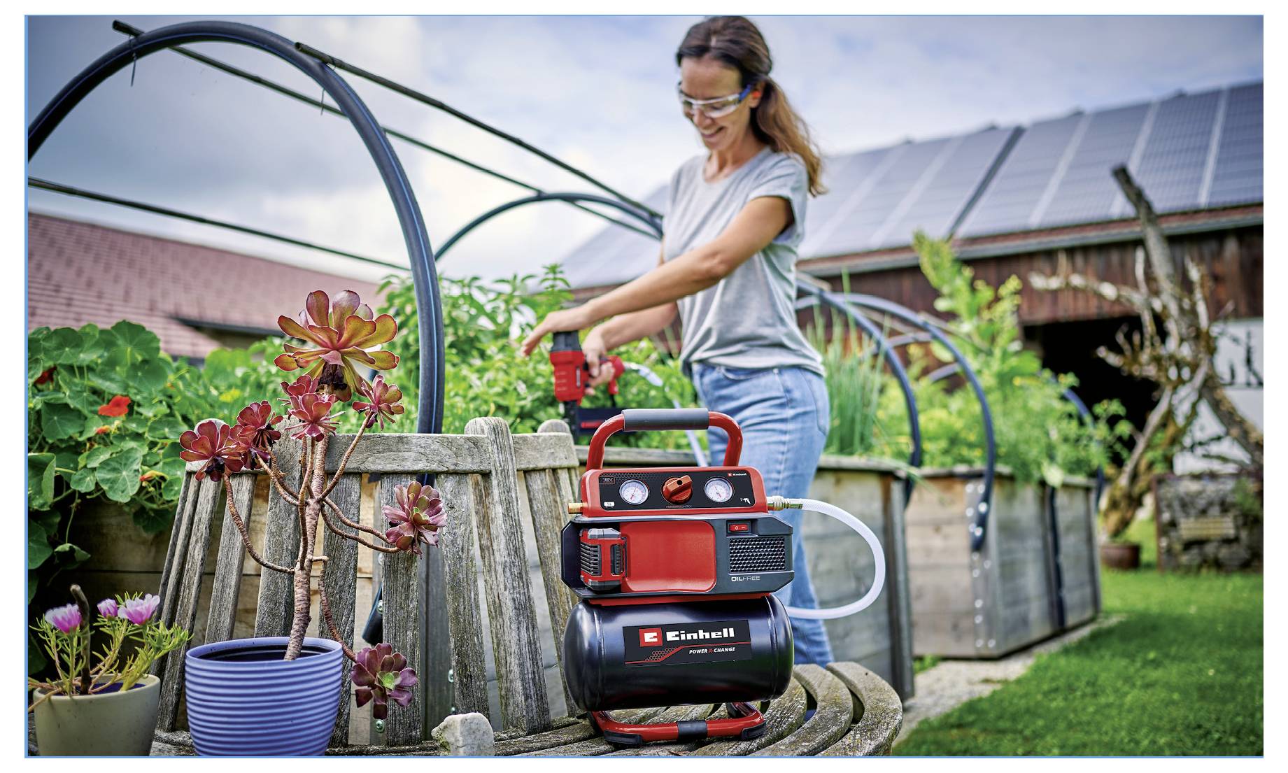 Einhell 4020410 Akku-Kompressor TE-AC 18/75 Li OF-Solo 8 bar Ohne Akku, Analoges Manometer, 1 Zylinder