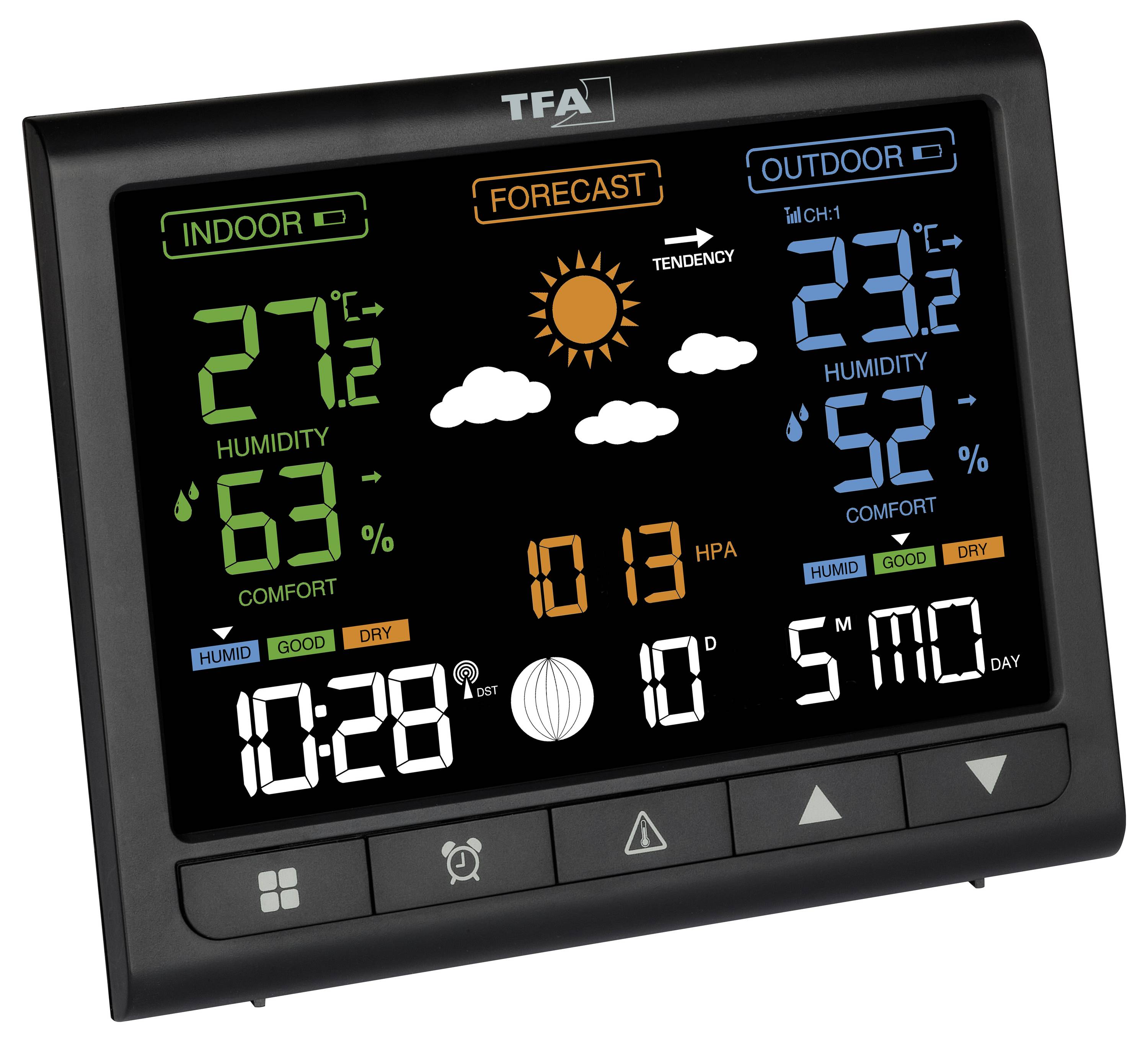 TFA Dostmann CONTRAST 35.1171.01 Funk-Wetterstation Vorhersage für 12 bis 24 Stunden Anzahl Sensoren max. 3
