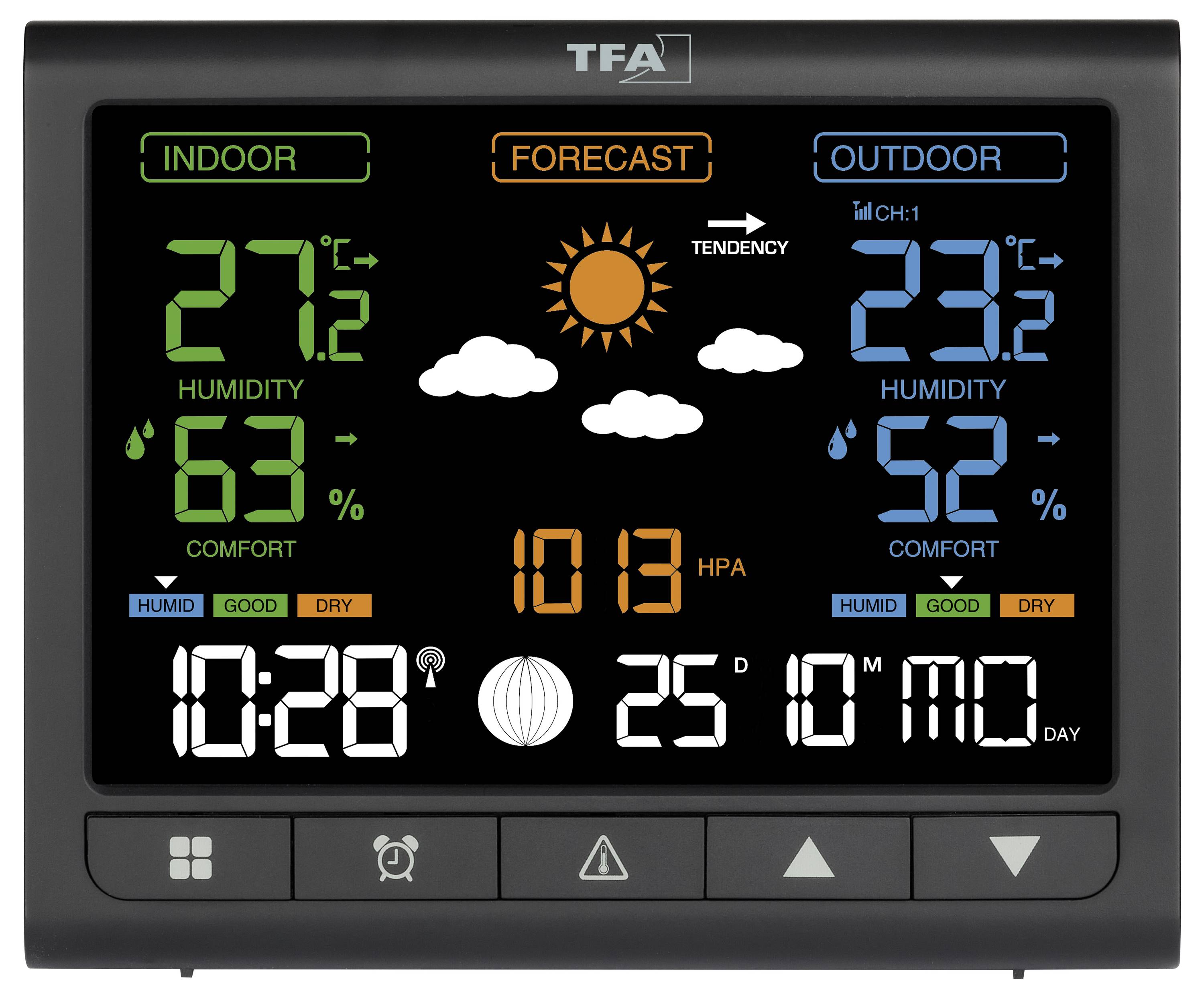 TFA Dostmann CONTRAST 35.1171.01 Funk-Wetterstation Vorhersage für 12 bis 24 Stunden Anzahl Sensoren max. 3