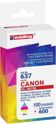 Edding Druckerpatrone ersetzt Canon CL-561XL Kompatibel Kombi-Pack Cyan, Magenta, Gelb EDD-637 18-6