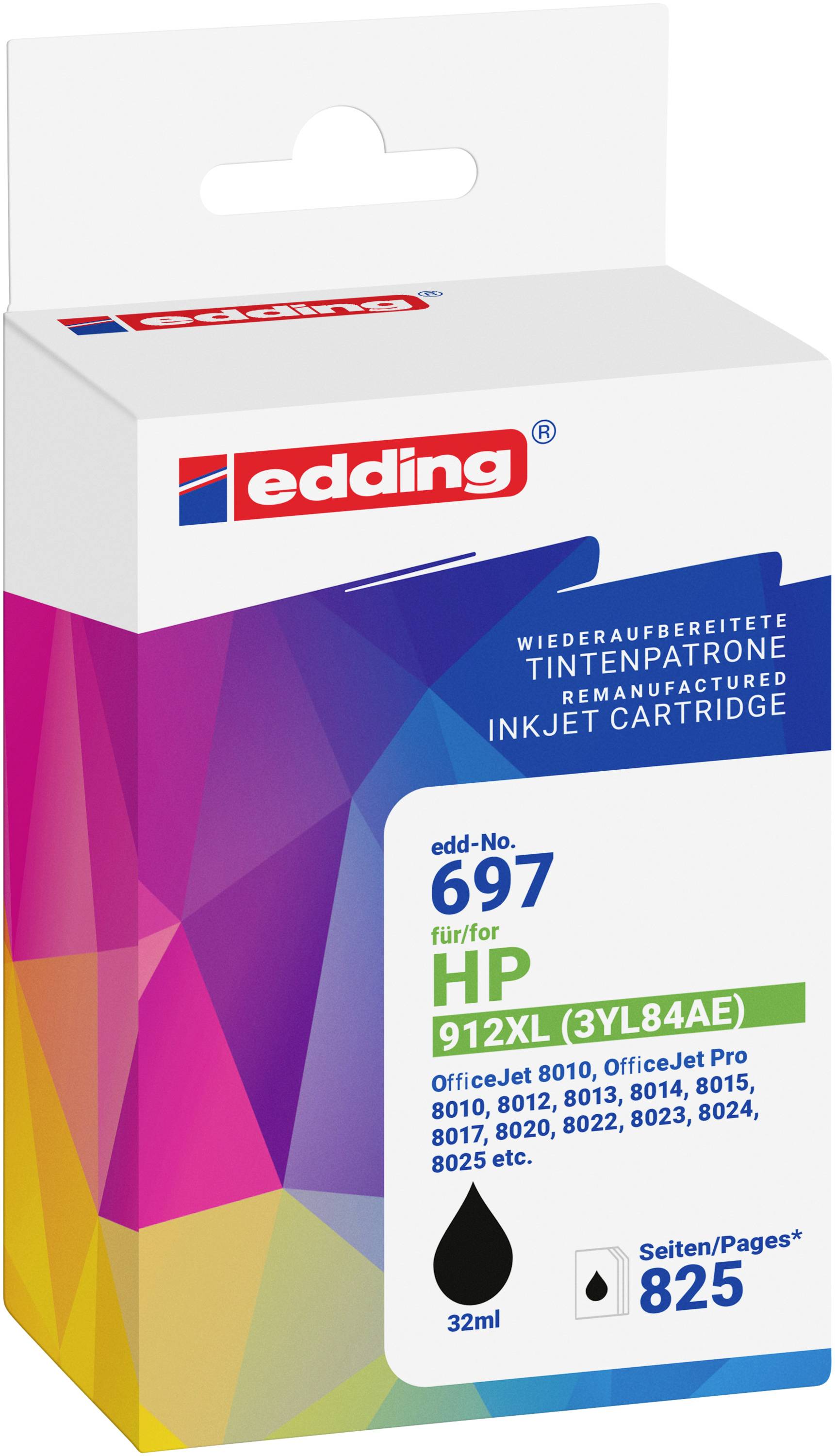 Edding Druckerpatrone ersetzt HP 912XL (3YL84AE) Kompatibel Schwarz EDD-697 18-697