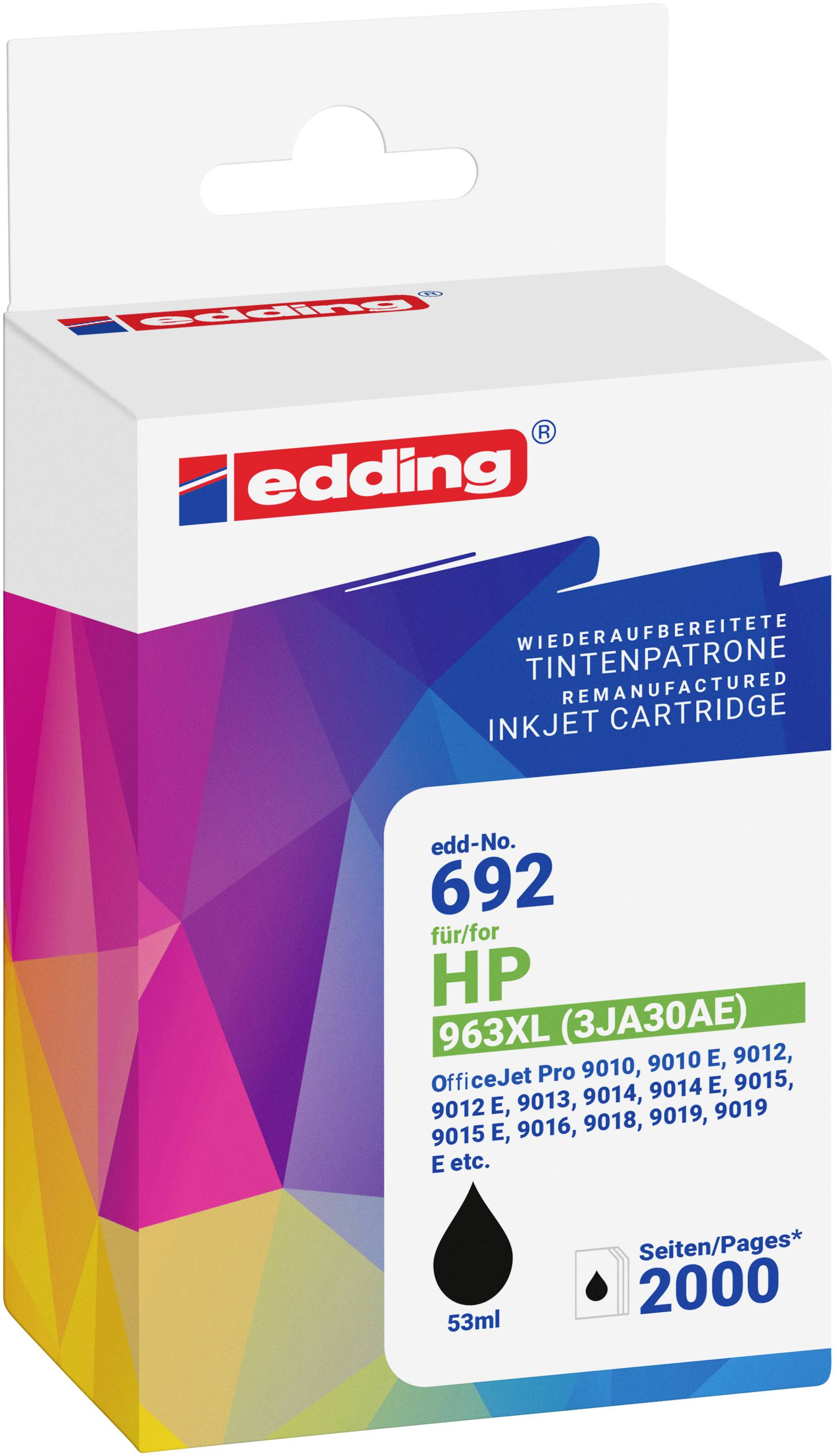 Edding Druckerpatrone ersetzt HP 963XL (3JA30AE) Kompatibel Schwarz EDD-692 18-692