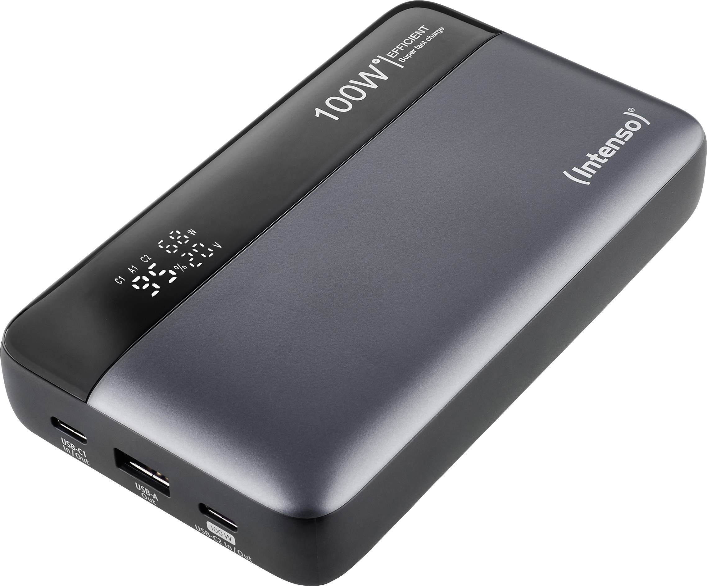 Intenso HE20000 grey Powerbank 20000 mAh Quick Charge, USB PD Li-Ion USB-A, USB-C® Grau-Schwarz