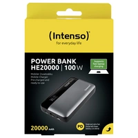 Intenso HE20000 grey Powerbank 20000 mAh Quick Charge, USB PD Li-Ion USB-A, USB-C® Grau-Schwarz Intenso HE20000 grey Powerbank 20000 mAh Quick Charge, USB PD Li-Ion USB-A, USB-C® Grau-Schwarz