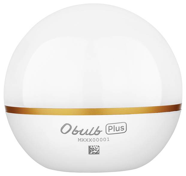 Runde, weiße Cremedose mit orangefarbenem Streifen und Aufschrift 'Obulb Plus' auf der Vorderseite. Klare, glänzende Oberfläche.