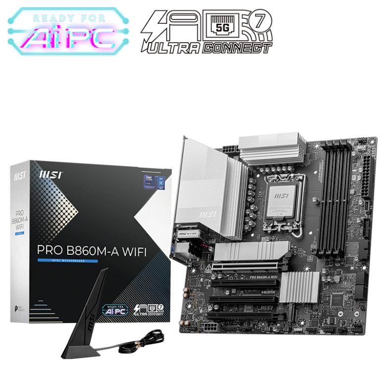 MSI B860M-A Mainboard Formfaktor (Details) Micro-ATX Mainboard-Chipsatz Intel® B860