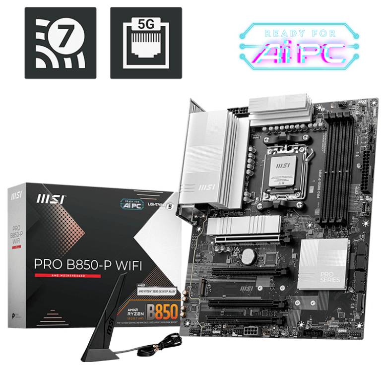 MSI B850-P Mainboard Formfaktor (Details) ATX Mainboard-Chipsatz AMD® B850